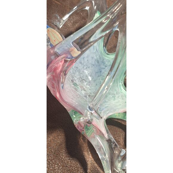 Murano Art Glassware Basket Collectible Italian Venetian 7.25"t x 8"w x 5"d - Picture 12 of 12